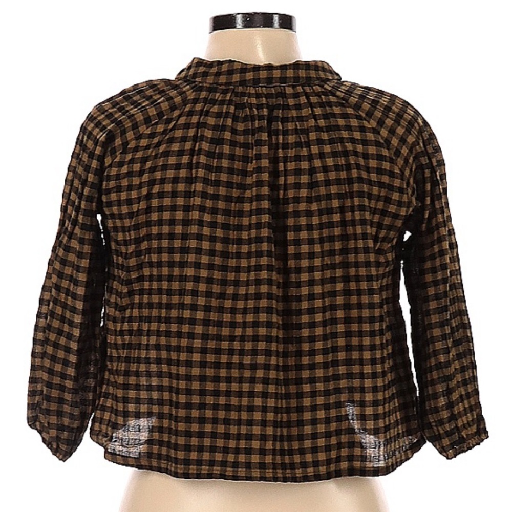 Gingham/Buffalo Check Cropped Blouse, Size M - Picture 2 of 6